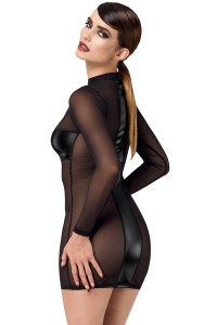 Mini robe tulle et wetlook Crossfire F369 - Noir Handmade