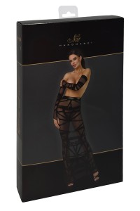 Jupe longue fendue Bondesque F360 - Noir Handmade