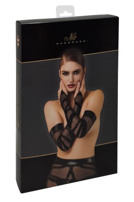 Gants longs floqués Bondesque F361 - Noir Handmade