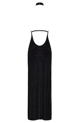 Robe longue en maille pailletée Onyx F372 - Noir Handmade