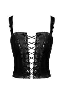Corset en vinyle Dominae F379 - Noir Handmade