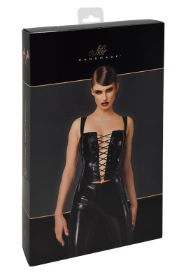 Corset en vinyle Dominae F379 - Noir Handmade