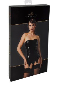 Corset porte-jarretelle vinyle Dominae F381 - Noir Handmade