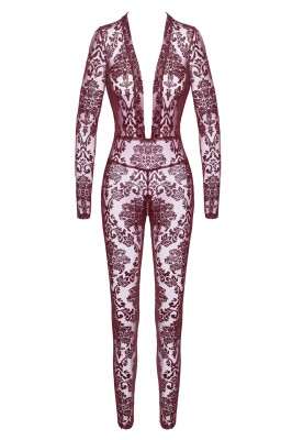 Combinaison en tulle floqué Kink Royal F382 - Noir Handmade