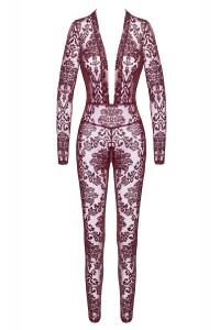 Combinaison en tulle floqué Kink Royal F382 - Noir Handmade