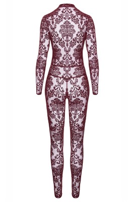 Combinaison en tulle floqué Kink Royal F382 - Noir Handmade