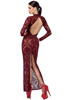 Robe fendue en tulle floqué Kink Royal F383 - Noir Handmade