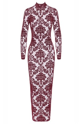 Robe fendue en tulle floqué Kink Royal F383 - Noir Handmade