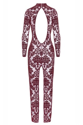 Robe fendue en tulle floqué Kink Royal F383 - Noir Handmade