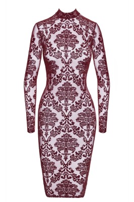 Robe fourreau en tulle floqué Kink Royal F384 - Noir Handmade