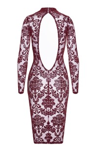 Robe fourreau en tulle floqué Kink Royal F384 - Noir Handmade