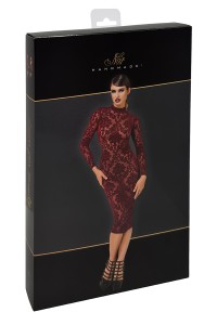 Robe fourreau en tulle floqué Kink Royal F384 - Noir Handmade