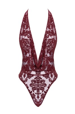 Body en tulle floqué Kink Royal F386 - Noir Handmade