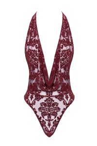 Body en tulle floqué Kink Royal F386 - Noir Handmade