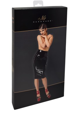 Jupe fendue en vinyle Dominae F378 - Noir Handmade