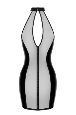 Mini robe tulle et wetlook Luxuria F370 - Noir Handmade