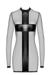 Mini robe tulle et wetlook Crossfire F369 - Noir Handmade