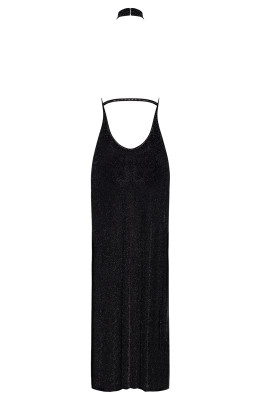 Robe longue en maille pailletée Onyx F372 - Noir Handmade