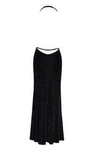 Robe longue fendue Onyx F373 - Noir Handmade