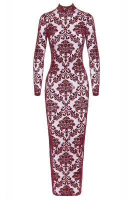 Robe fendue en tulle floqué Kink Royal F383 - Noir Handmade