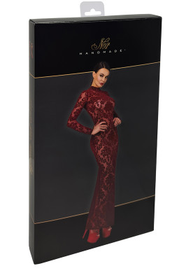 Robe fendue en tulle floqué Kink Royal F383 - Noir Handmade