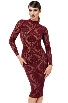 Robe fourreau en tulle floqué Kink Royal F384 - Noir Handmade