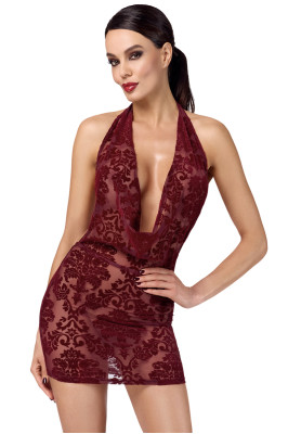 Mini robe dos nu en tulle floqué Kink Royal F385 - Noir Handmade