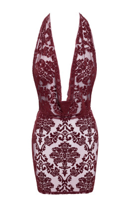 Mini robe dos nu en tulle floqué Kink Royal F385 - Noir Handmade