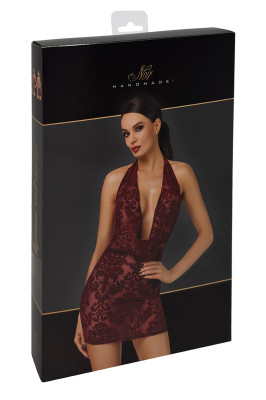 Mini robe dos nu en tulle floqué Kink Royal F385 - Noir Handmade