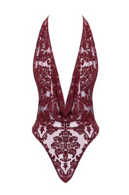 Body en tulle floqué Kink Royal F386 - Noir Handmade