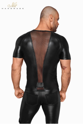 T-shirt wetlook et filet H056