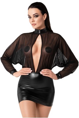 Mini robe Opium F348 wetlook et tulle